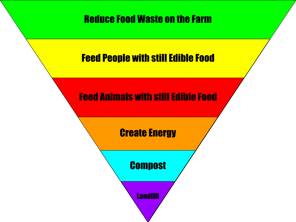 a graphic showing the steps of the Food Waste Pyramid, designed byt he Environmental Protection Agency